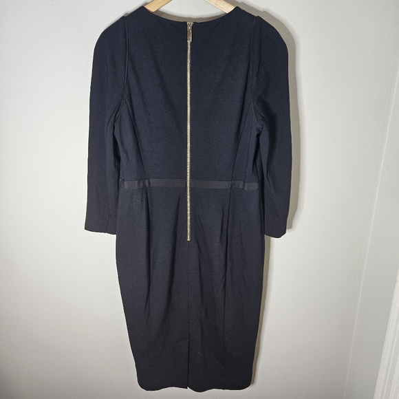 Ted Baker Knit Sheath Dress Black Gold Midi Long Sleeve Bodycon Women's 6 - Picture 3 of 9